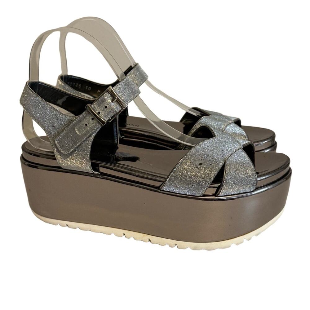 Stuart Weitzman Wedge Sandals Silver 10M